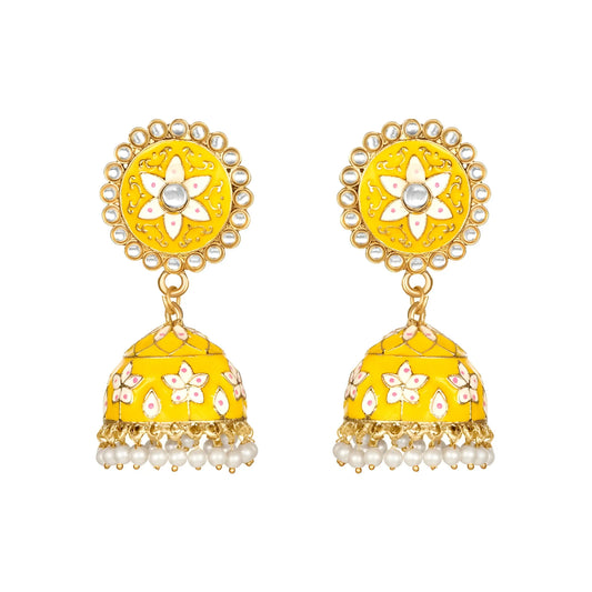 Women's Rose Gold Plated Alloy Earrings (Yellow)