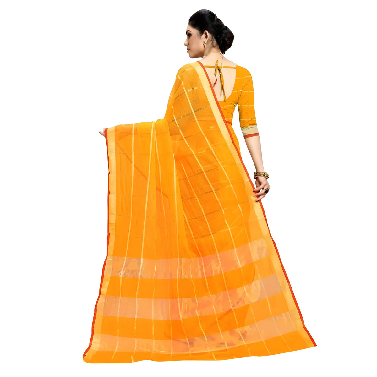 Tavira Kota Doria Cotton Checked Saree With Blouse