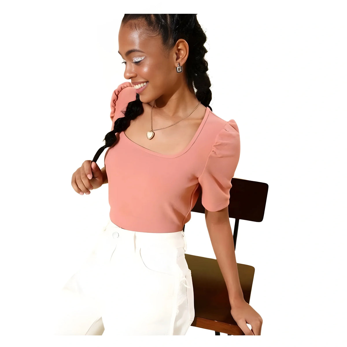 Ariella Polyester Lycra Solid Short Sleeve Top