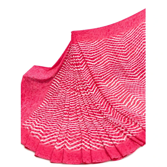 Women's Georgette Printed Saree With Unstitched Blouse 5.5Mtr (Pink)