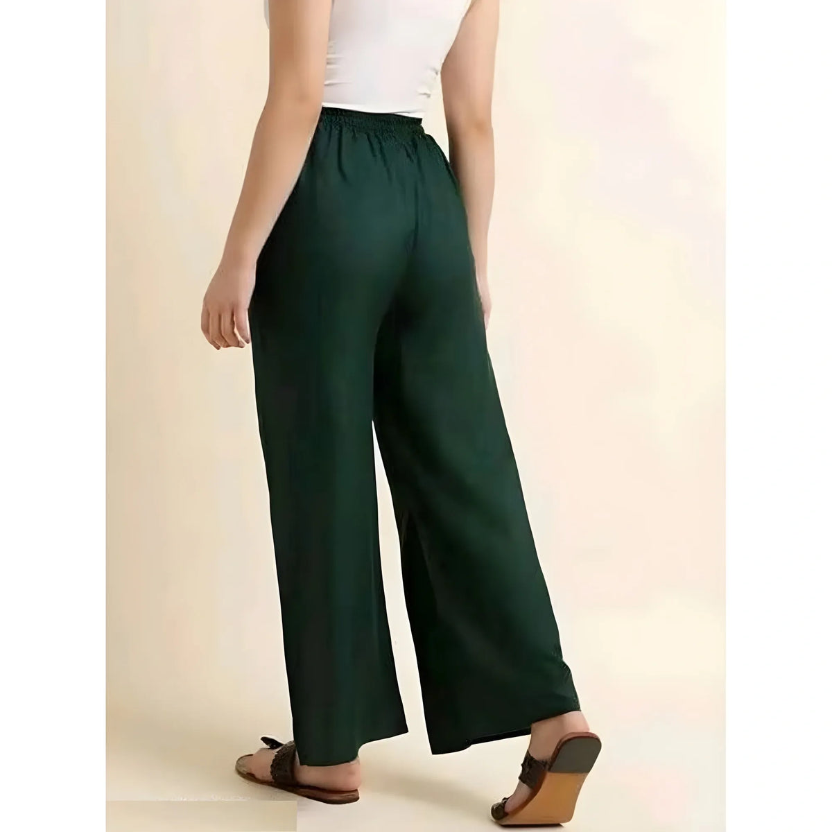 Women's Casual Rayon Solid Ankle Length Palazzo (Green, Free Size)