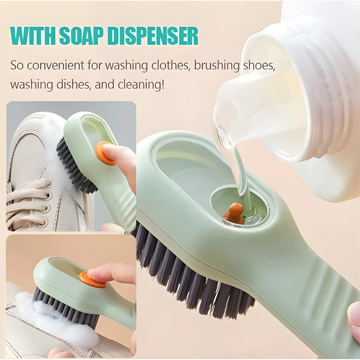 Pack of 2 Soap Dispensing Cleaning Brush (Multicolor)