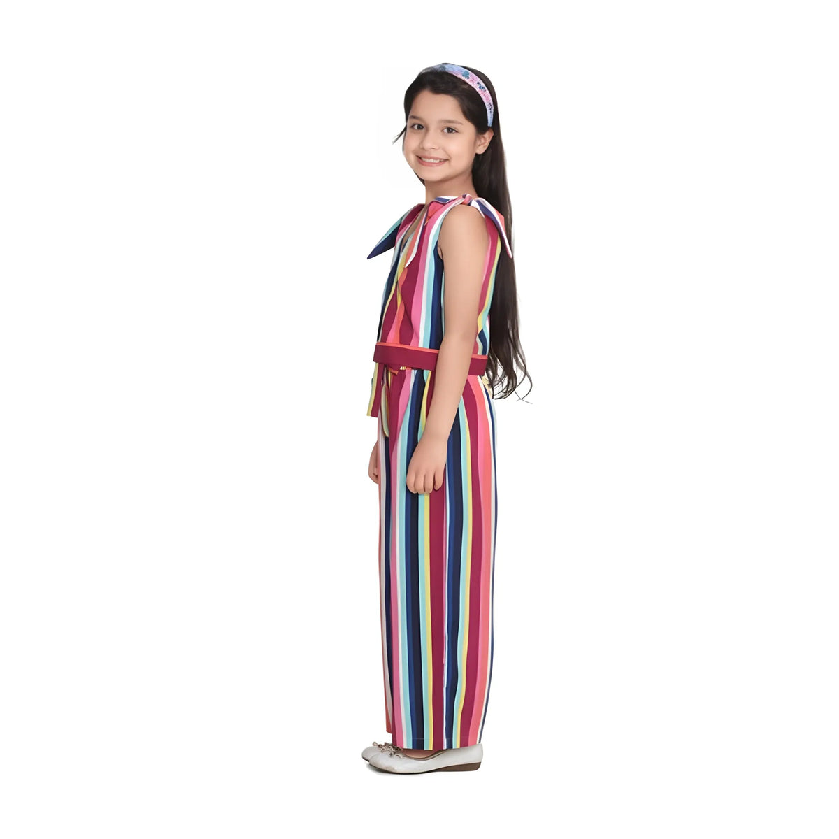 Girl's Polyester Crepe Floral Cold Shoulder Crop Top And Pallazo Set (multicolor) | Kids Signature Collection