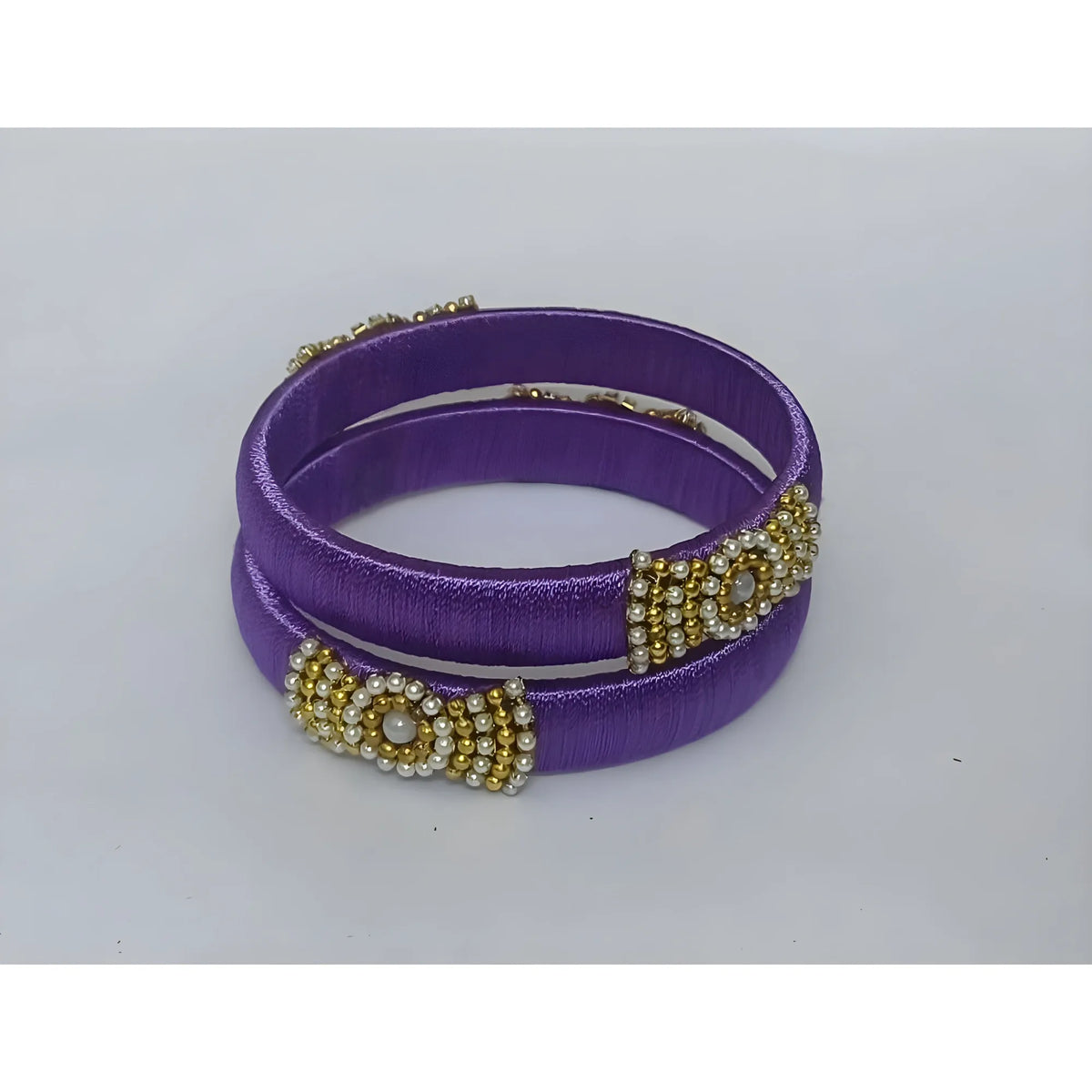 Women's Plastic Silk Thread Bangles (Light Violet, Size: 2.4)