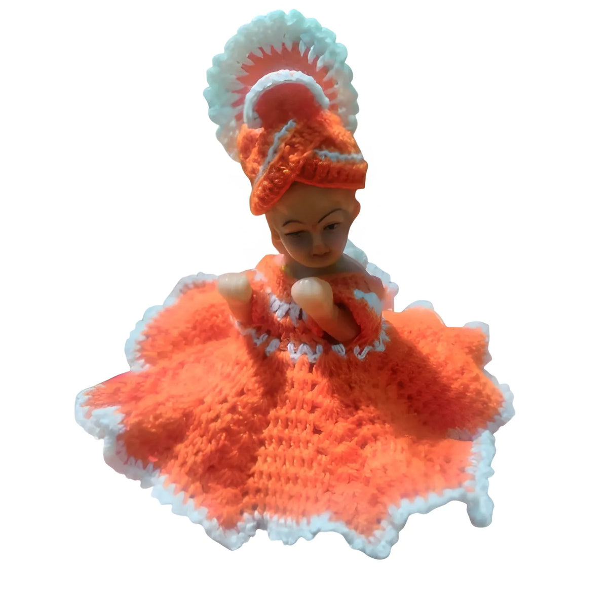 Laddu Gopal Tharad Dress Size: 0 To 6 (Orange-White)
