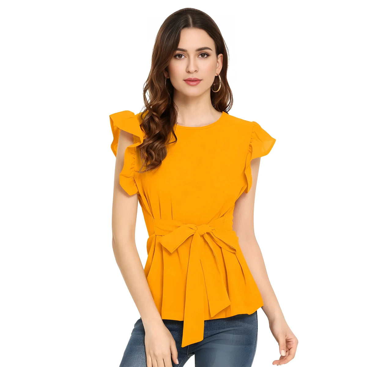 Women's Western Wear Hosiery T Shirts (Yellow)