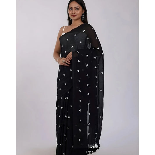Sohana Linen Printed Saree With Unstitched Blouse