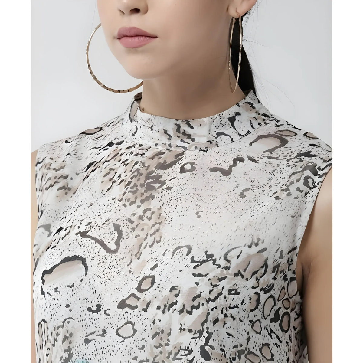 Women's Polyester Printed Sleeveless Above Knee Dress (Multicolor)