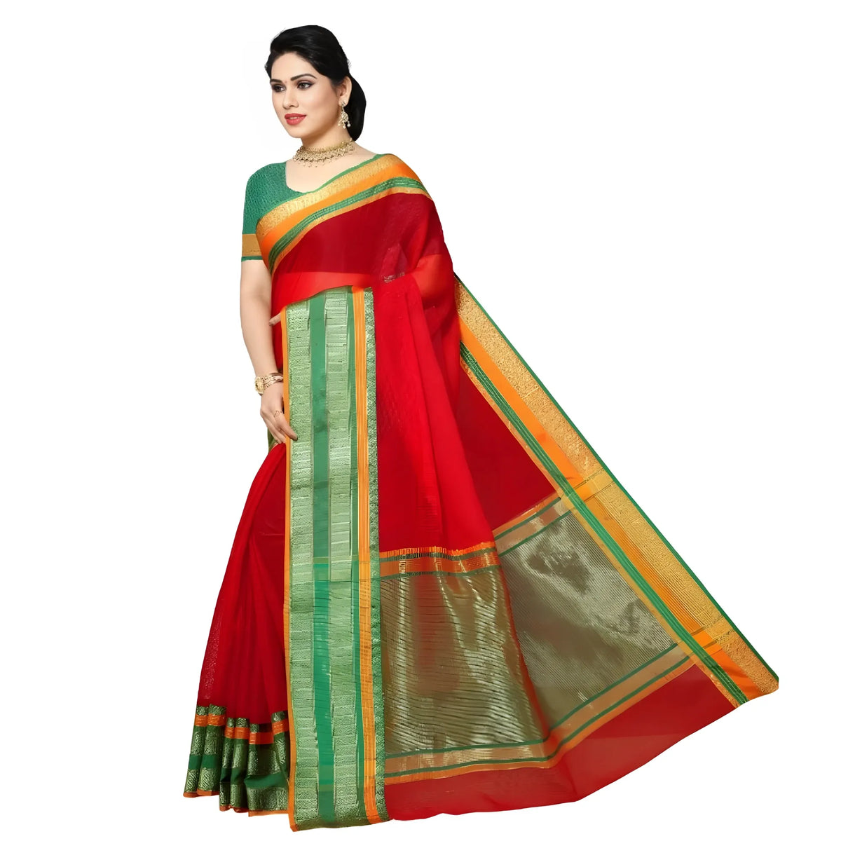 Rivana Kota Doria Cotton Border Saree With Blouse