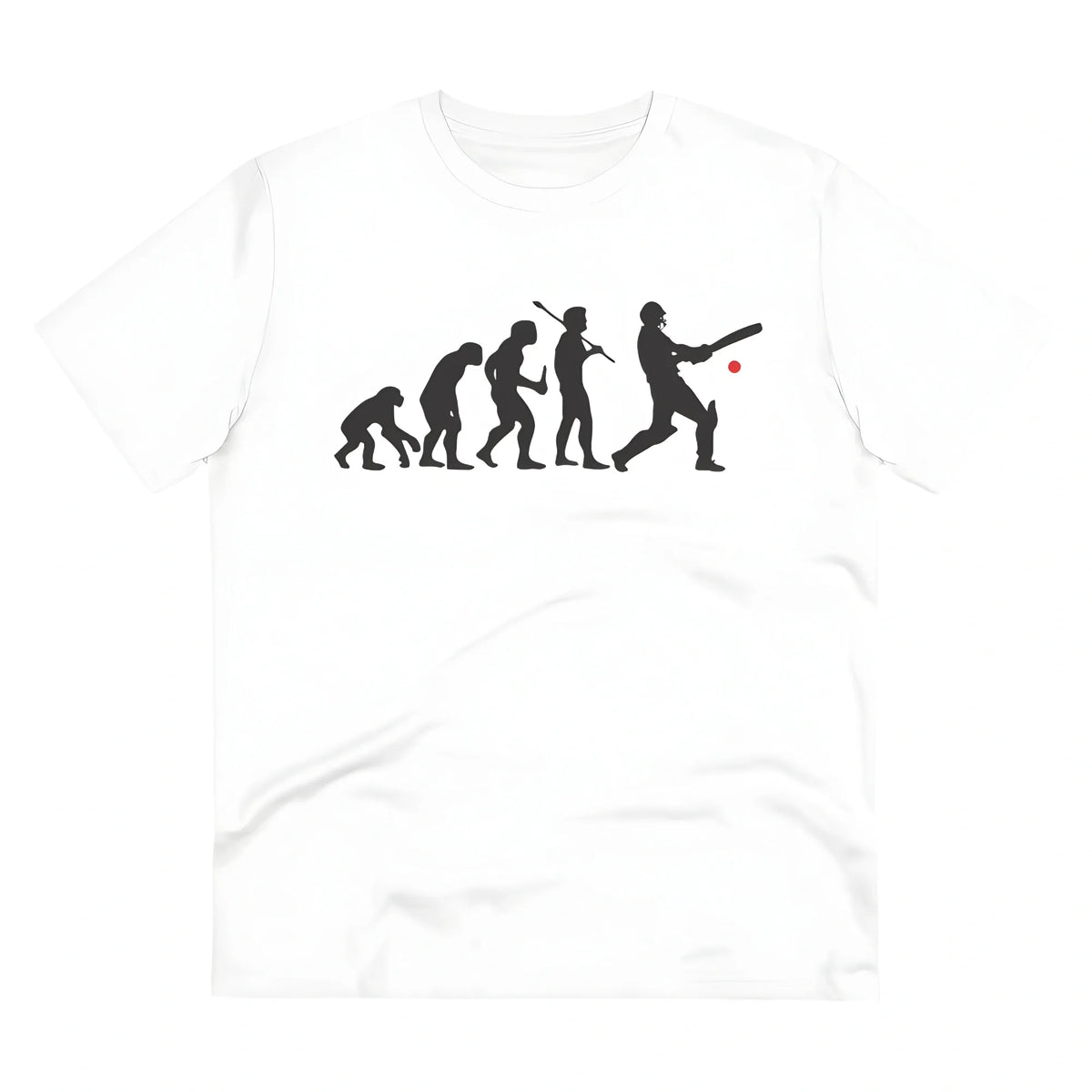 Men's PC Cotton Cricket Design Printed T Shirt (Color: White, Thread Count: 180GSM)