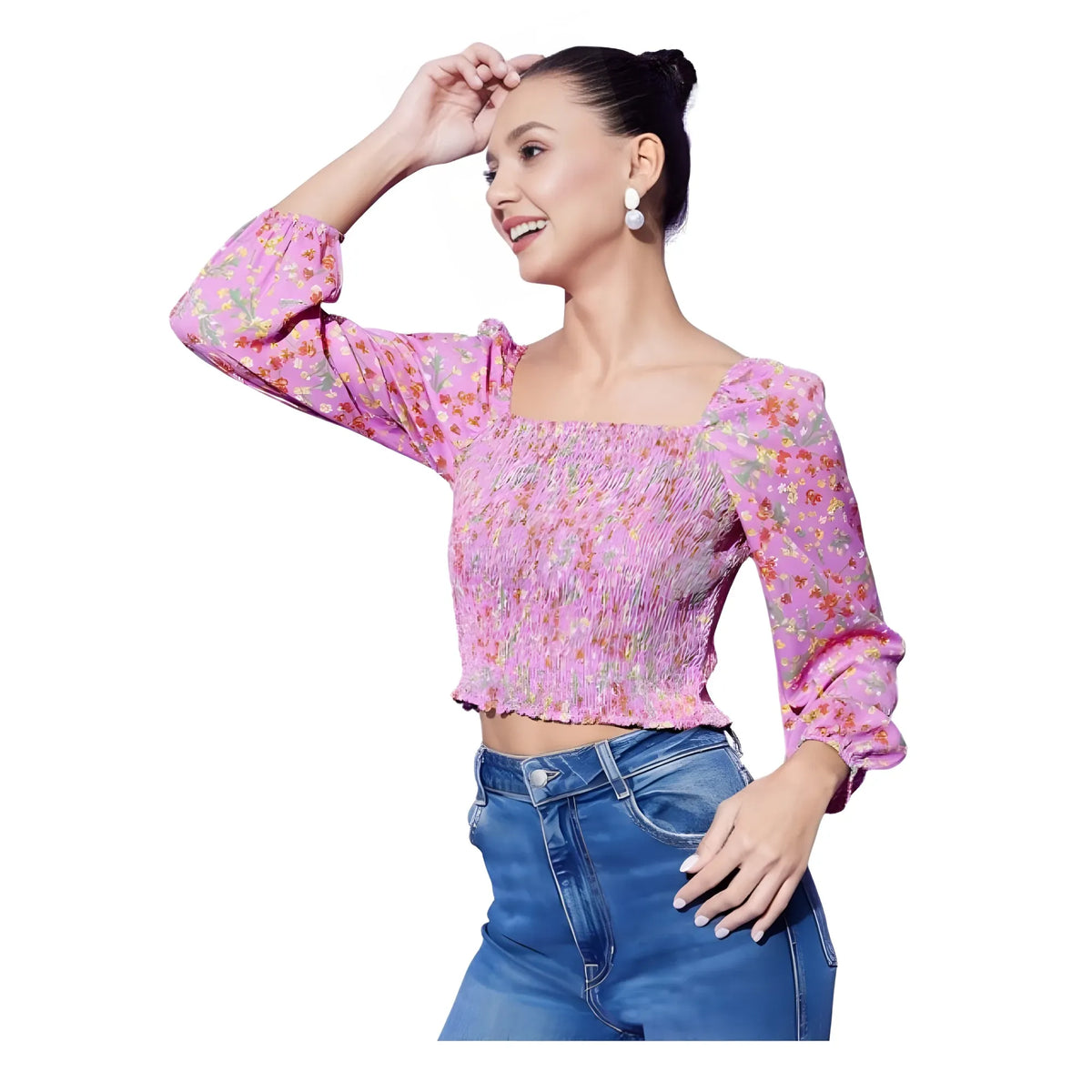Riva Polyester Floral Long Sleeves Top