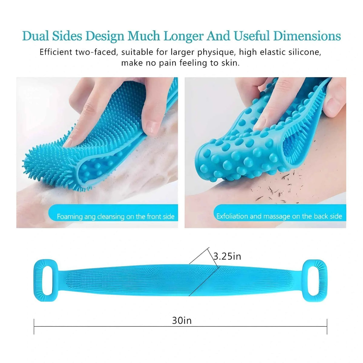 Ayana Pack of _Silicone Bath Scrubber Belt – Dual-Sided Exfoliating Body Cleaning Strap