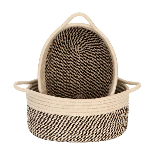 Cotton Basket 2 Pcs Storage Basket For Clothes (Brown)