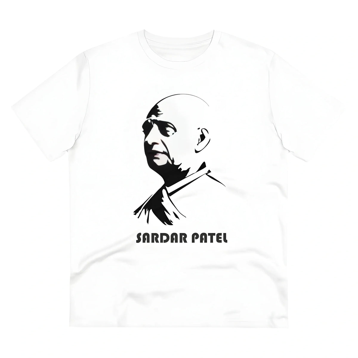 Men's PC Cotton Sardar Patel Printed T Shirt (Color: White, Thread Count: 180GSM)