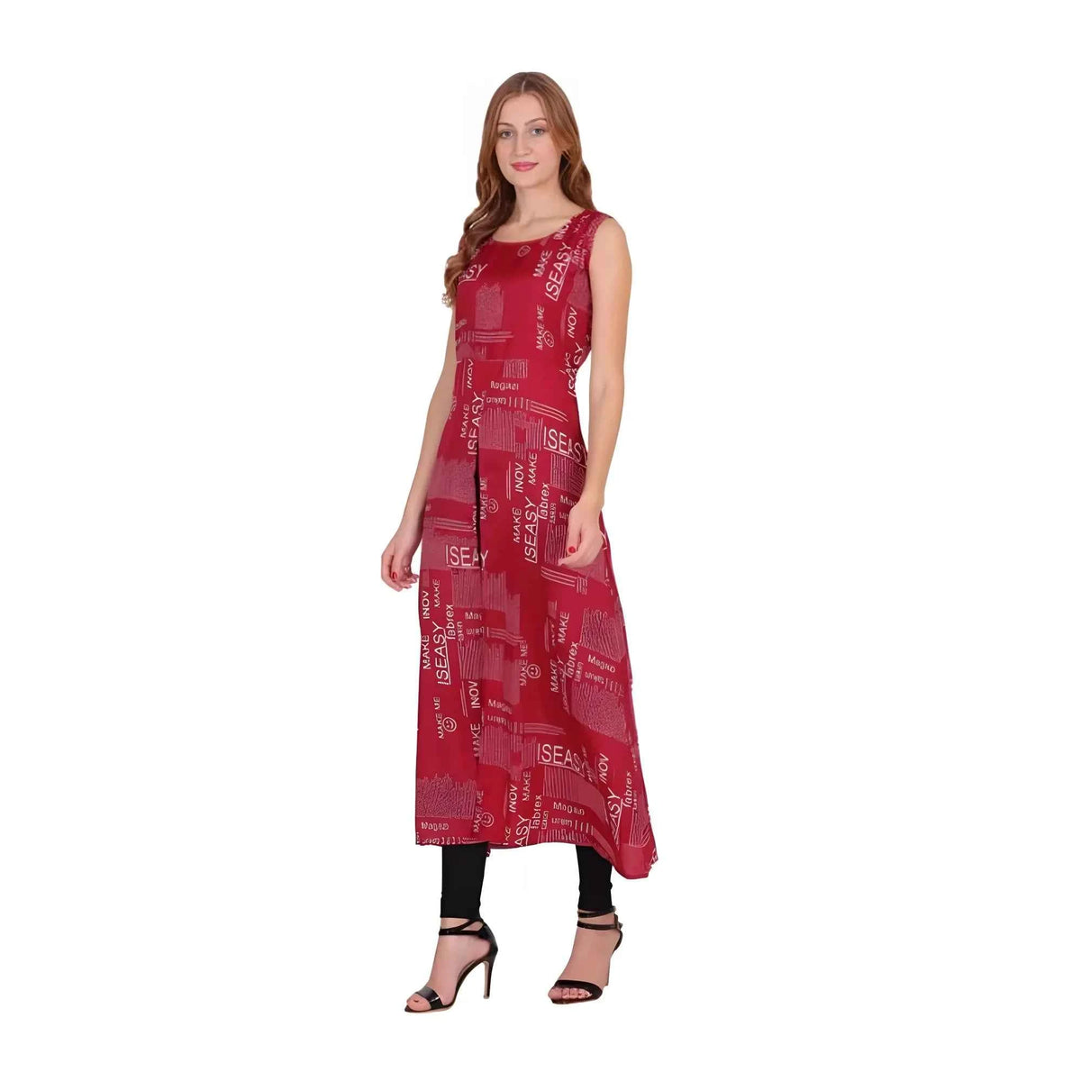 Mireya Casual Crepe Sleeveless Slit Dress