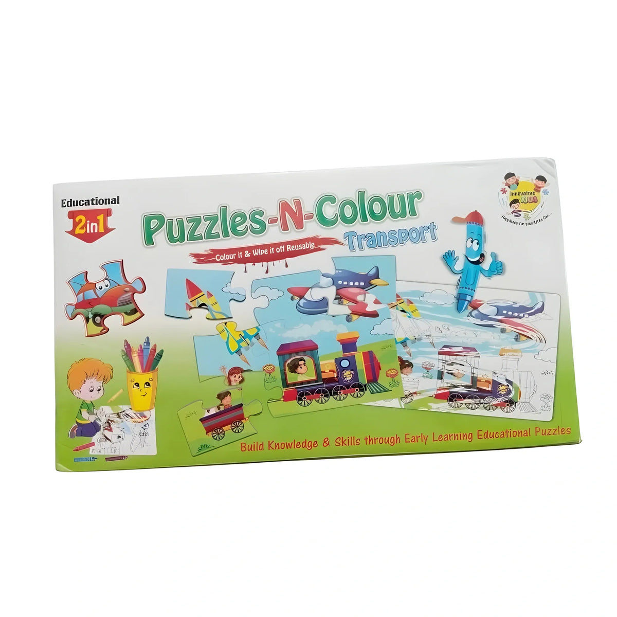 2 In 1 Puzzle &amp; Colors-Transport |   Cardboard  |   Educational Toys| 3+ Years