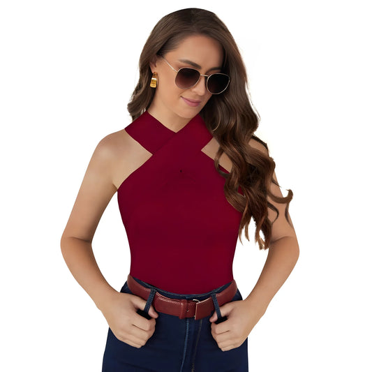 Women's Western Wear Hosiery T Shirts (Maroon)