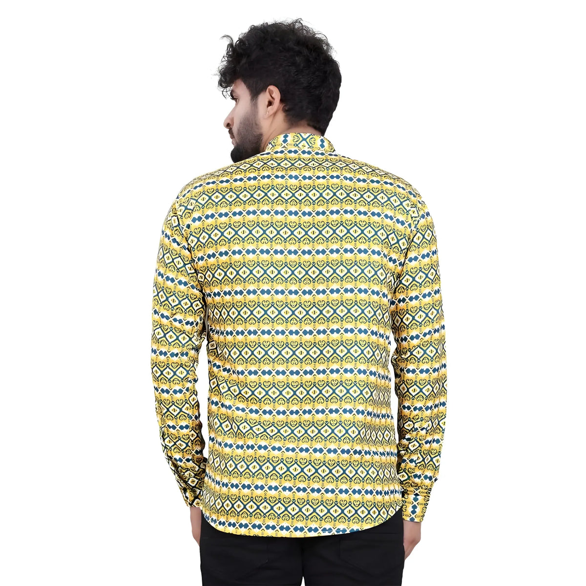 Men's Cotton Blended Printed Full Sleeve Shortkurta (Multicolor)