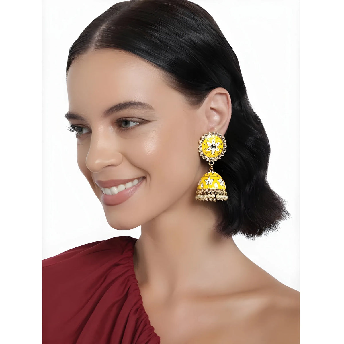 Women's Rose Gold Plated Alloy Earrings (Yellow)