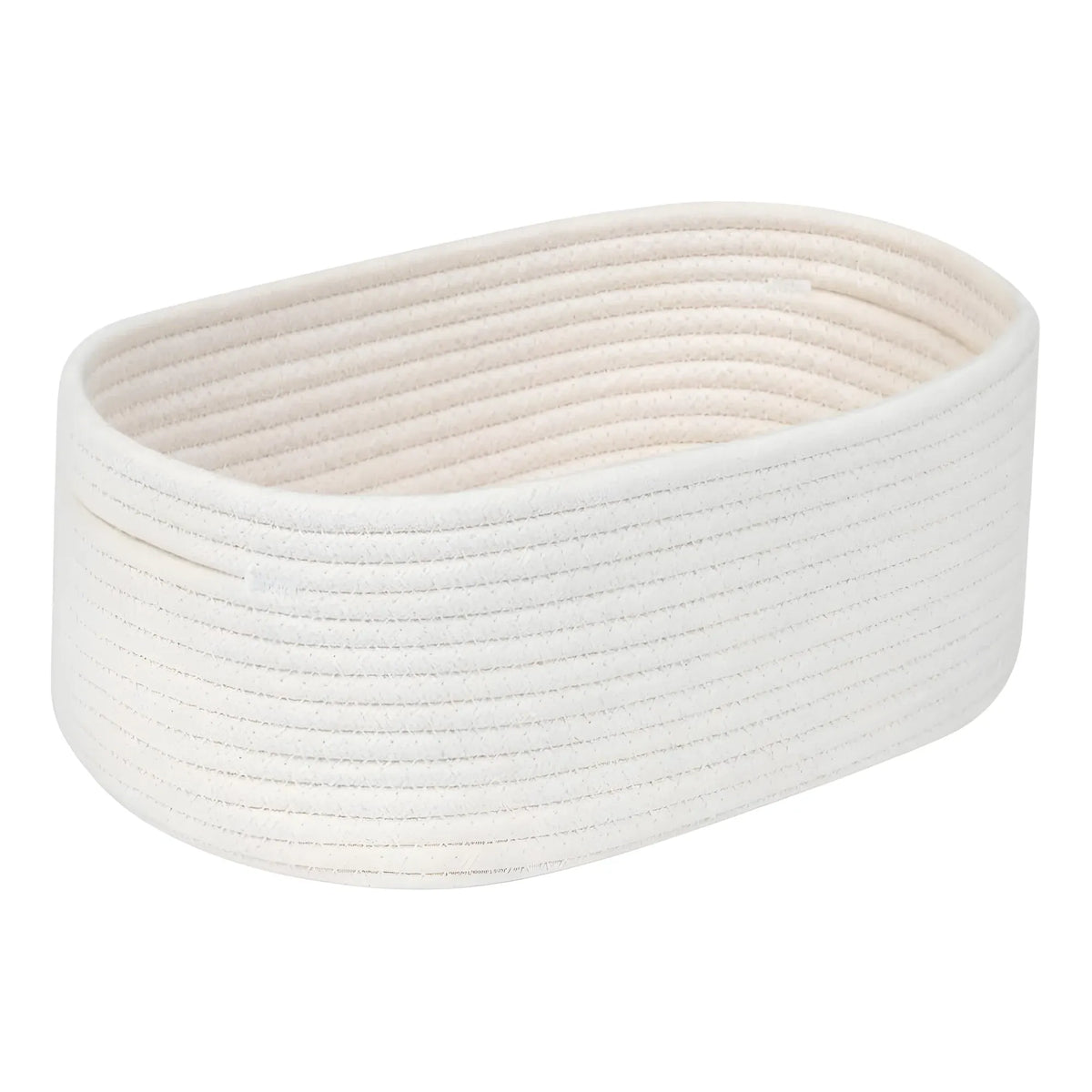 Cotton Oval 10x7x5 Inch Bedside Organizer With Out Lid (White)