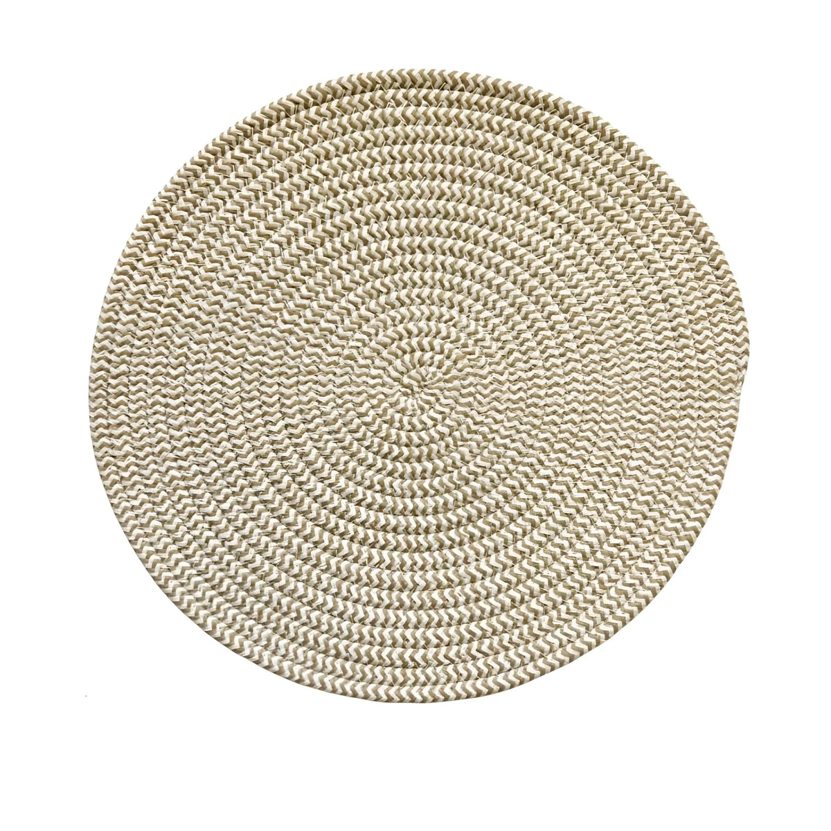 Cotton Dining Table Round Placemat Mats Set of 4 (Beige-White)