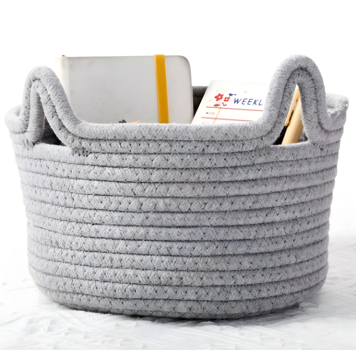 Cotton Pack Of_1 Cat Basket 8x4 Inch Storage Basket For Clothes (Grey)