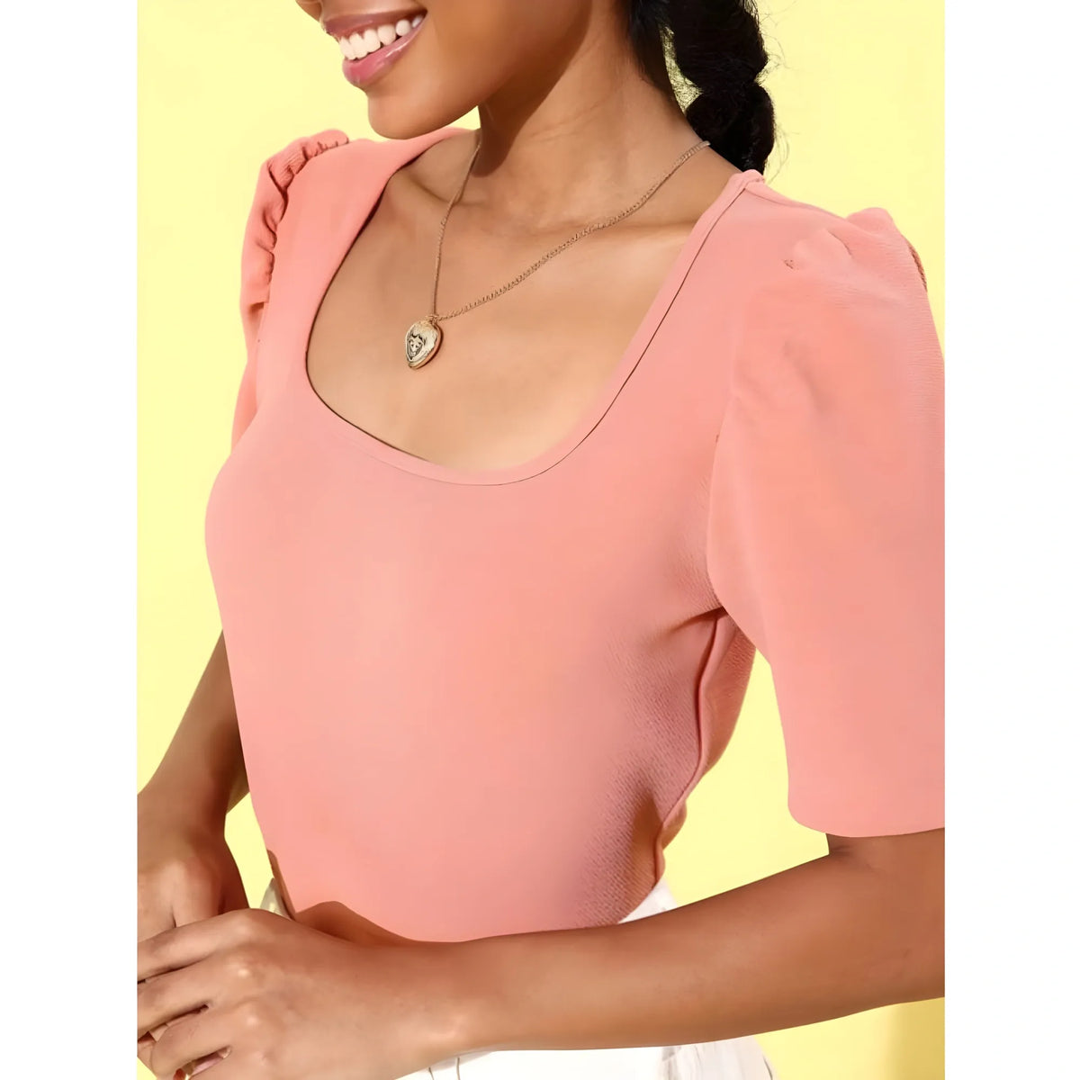 Ariella Polyester Lycra Solid Short Sleeve Top