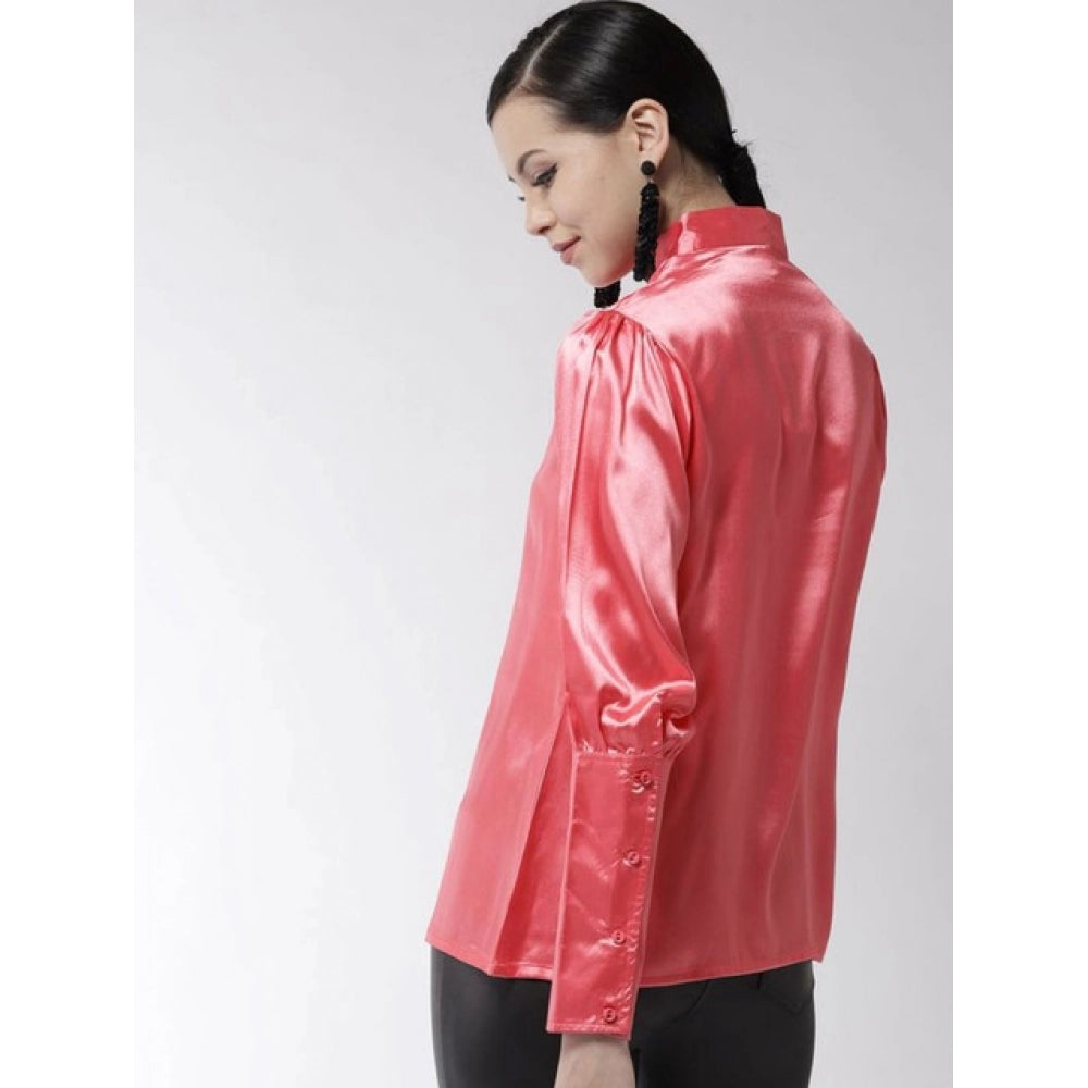 Women's Polyester Solid Long Sleeves Top (coral) | Women Signature Collection