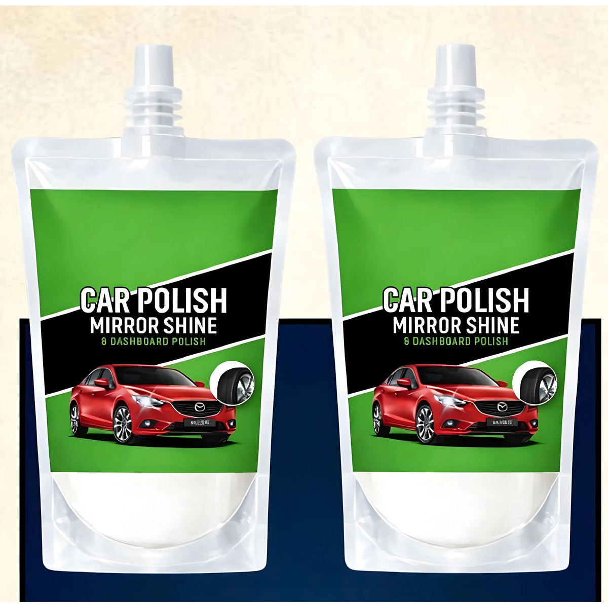 Pack of 2 Car and Bike Polish Mirror Shine Liquid Pouches 100 ML