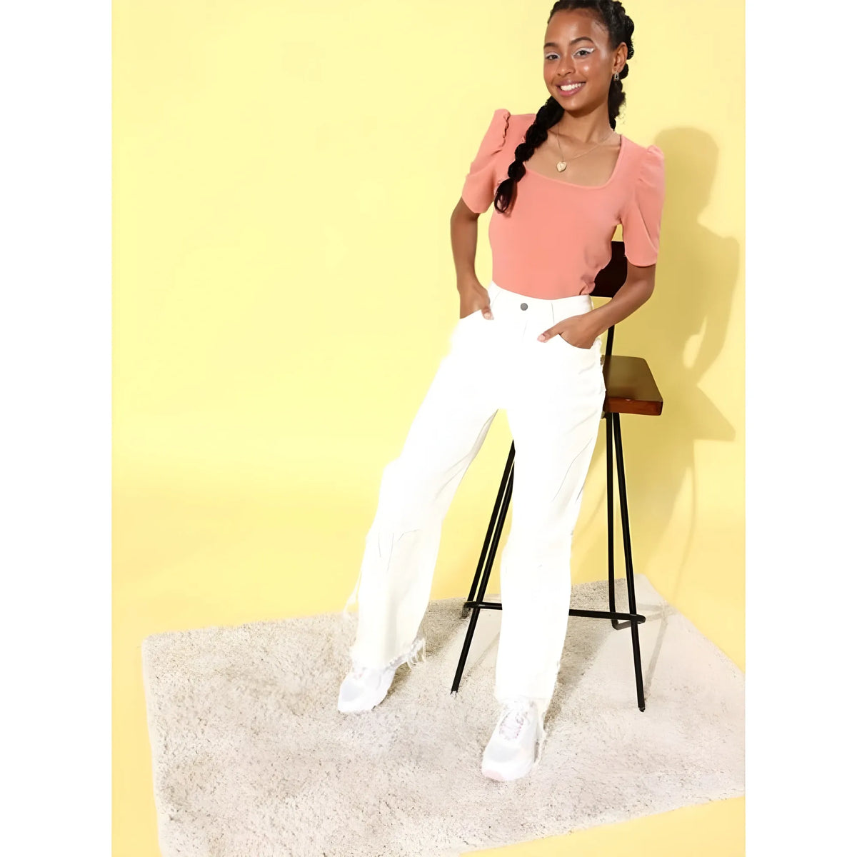 Ariella Polyester Lycra Solid Short Sleeve Top
