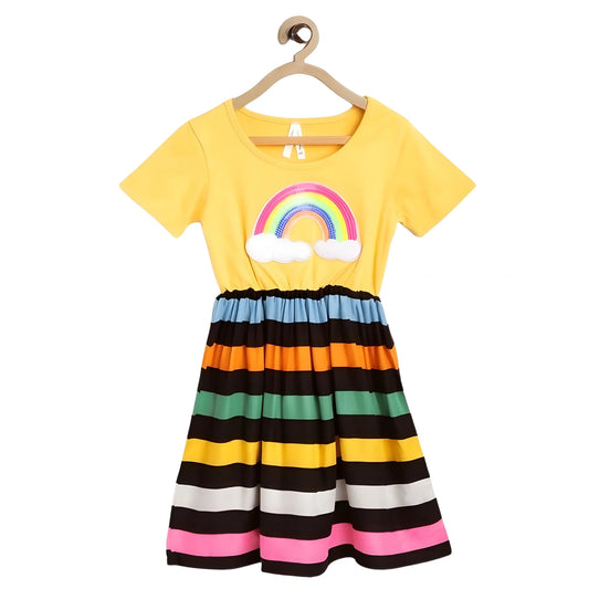 Girl's Cotton Striped Short Sleeve Dress (multicolor) | Kids Signature Collection