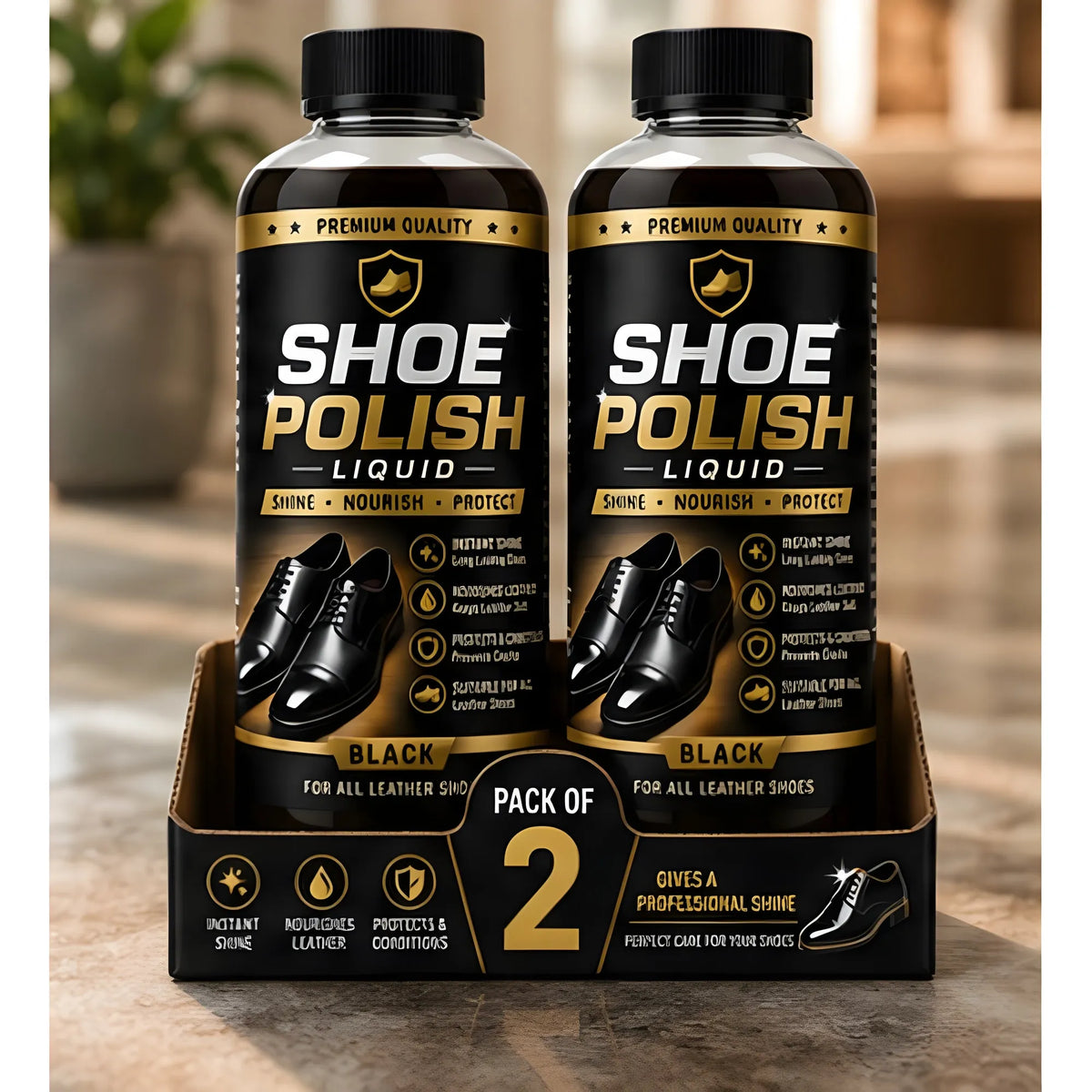 Pack of 2 Shoe Polish Liquid Bottles 100 ML