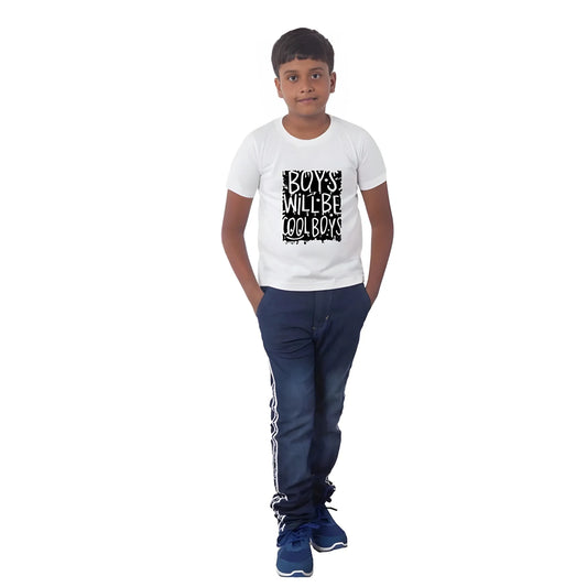 Boys Cotton Will Be Cool Half Sleeve TShirt (White)