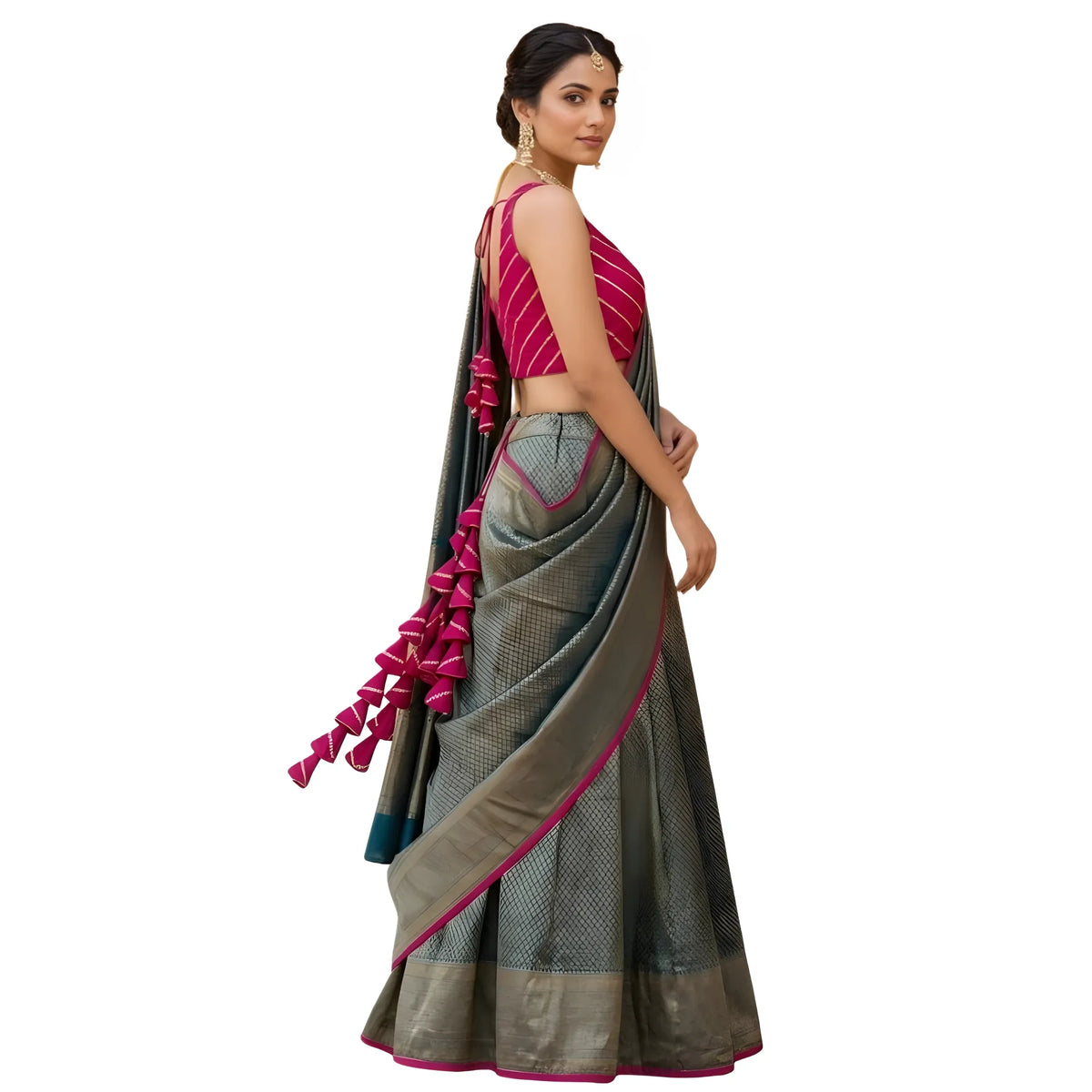 Women's Silk Embellished Sweetheart Neck Sleeveless Readymade Padded Blouse (Pink, Size 38)