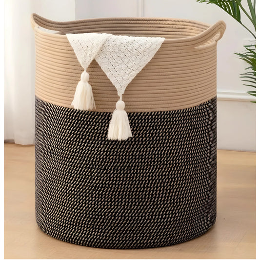 Cotton 12x14 Inch - Mix Storage Basket For Clothes With Out Lid (Dark-Brown)