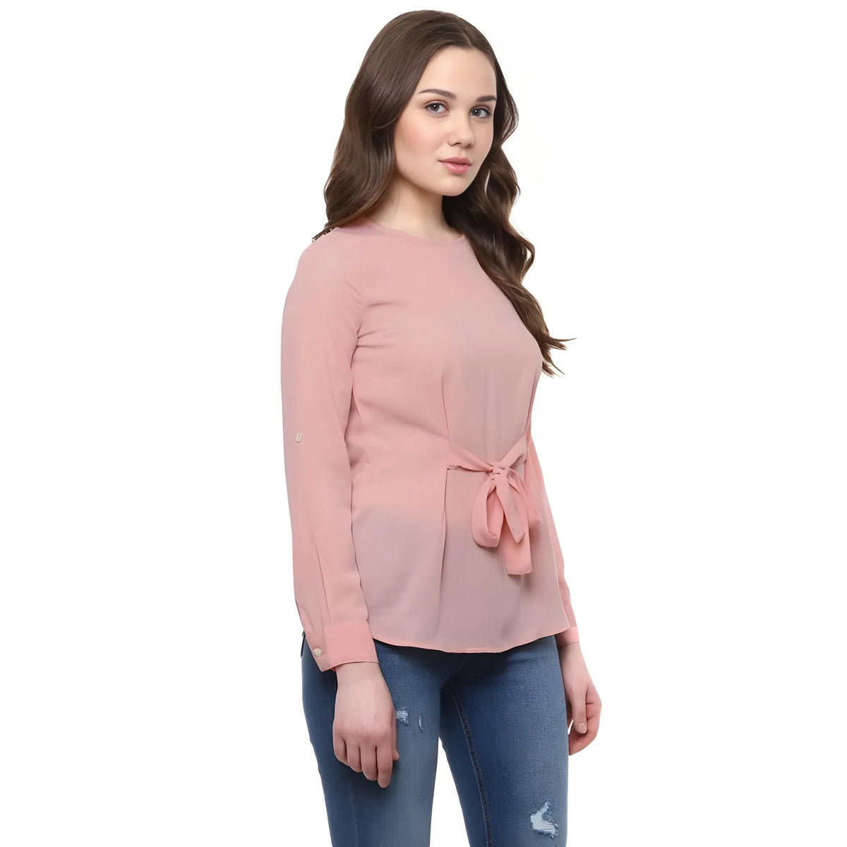 Calista Polyester Solid Long Sleeves Regular Top