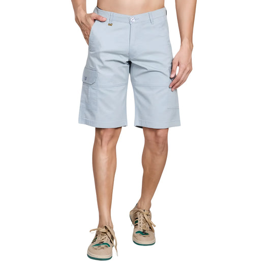 Men's Casual Cotton Solid Knee Length Cargo Shorts (grey) | Men Signature Collection