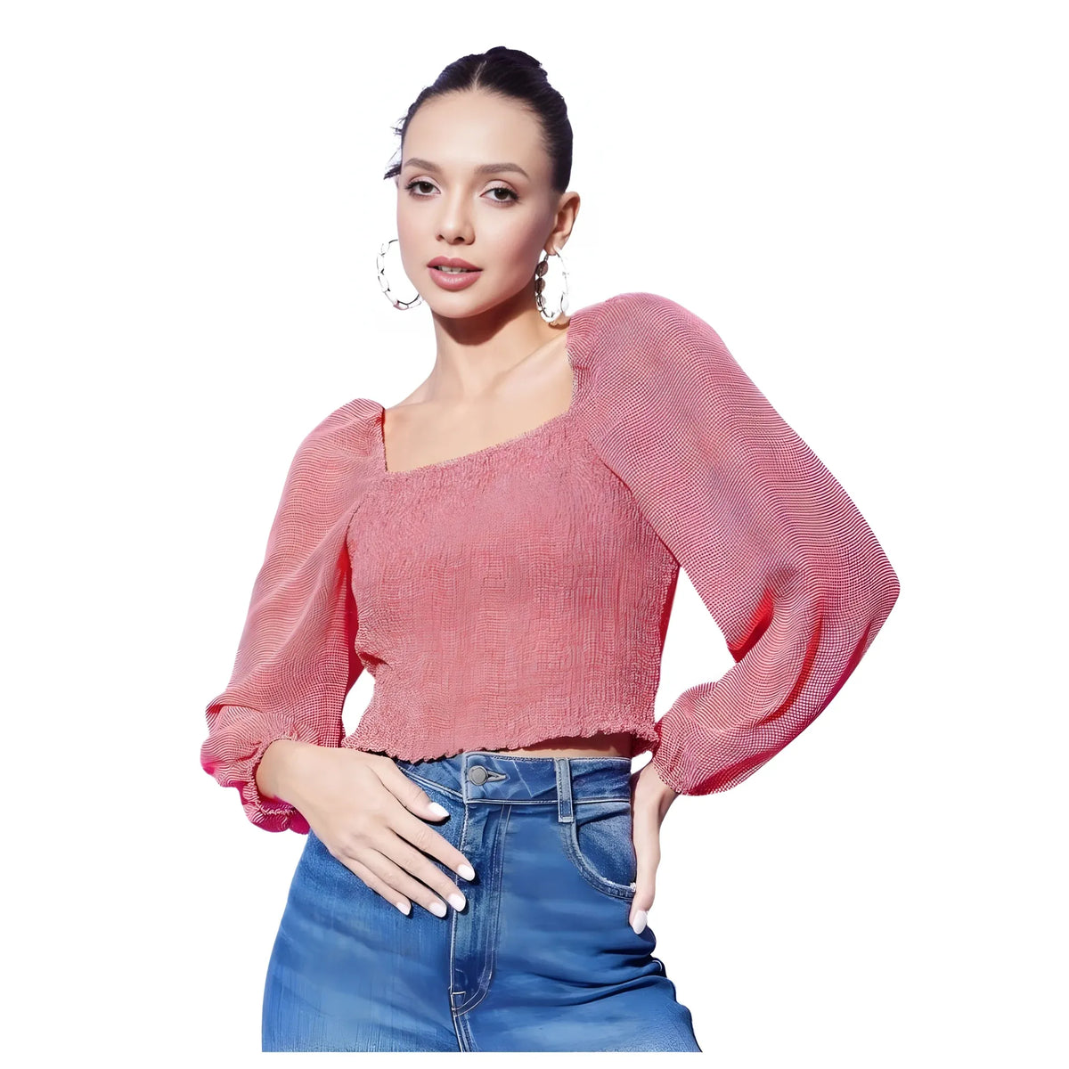 Savera Polyester Floral Long Sleeves Top