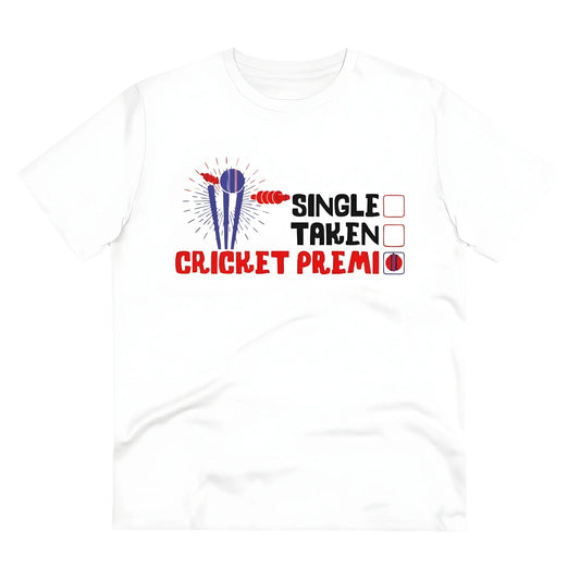 Men's PC Cotton Cricket Design Printed T Shirt (Color: White, Thread Count: 180GSM)