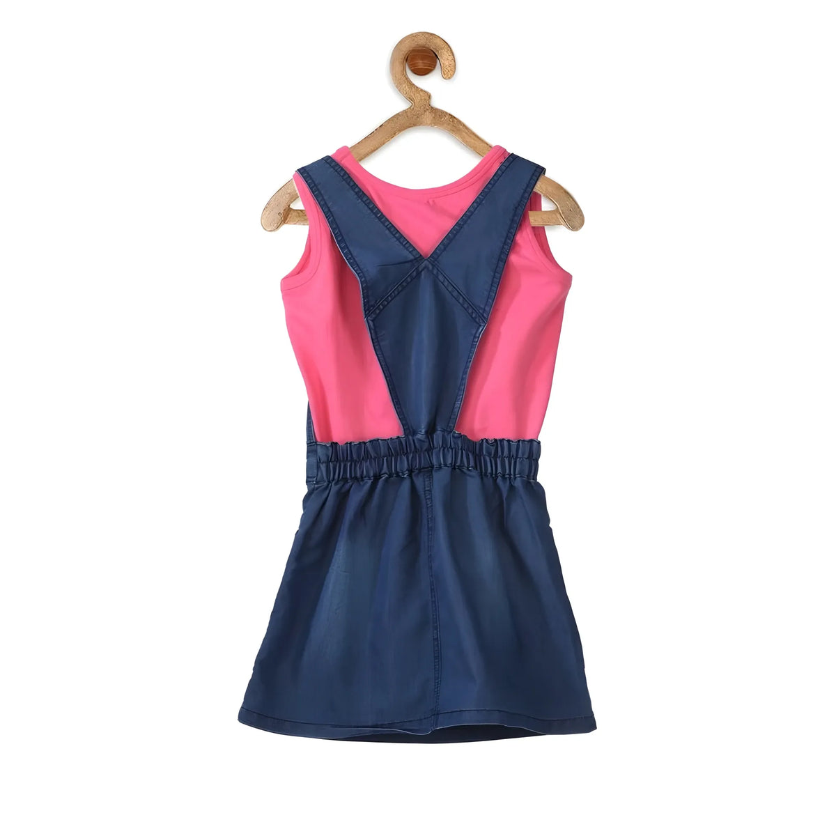 Girl's Denim &amp; Cotton Bow Sleeveless Dungaree (pink) | Kids Signature Collection