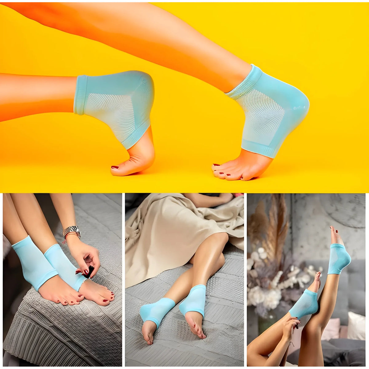Half Gel Cotton Heel Socks (Blue)