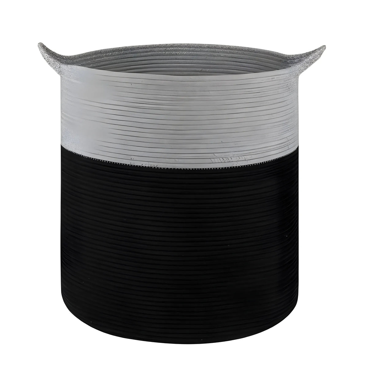 Cotton 12x14 Inch-1 Pcs Storage Basket For Clothes With Out Lid (Gray-Black)