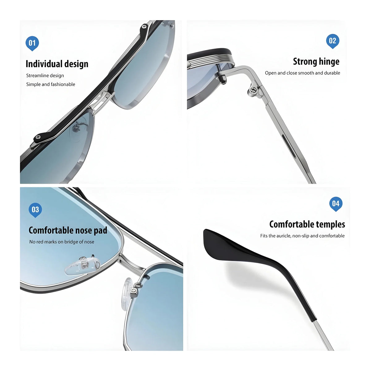 Classic Unisex UV400 Protection Sunglasses (Blue)