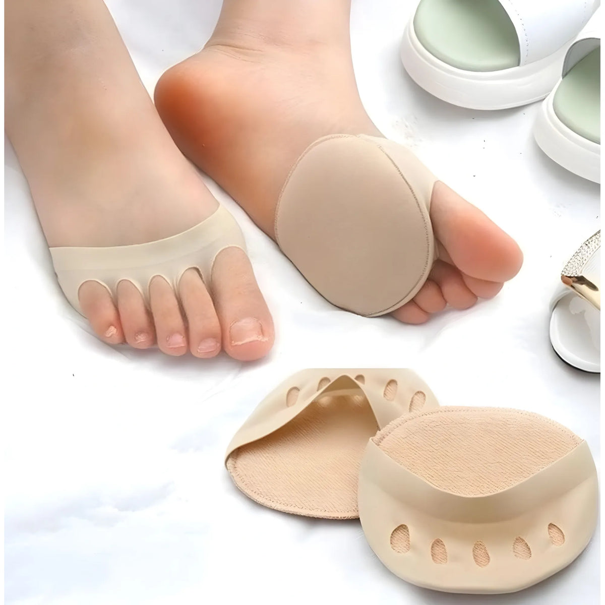 Pack of 2 Honeycomb Fabric Forefoot Pads (Beige)