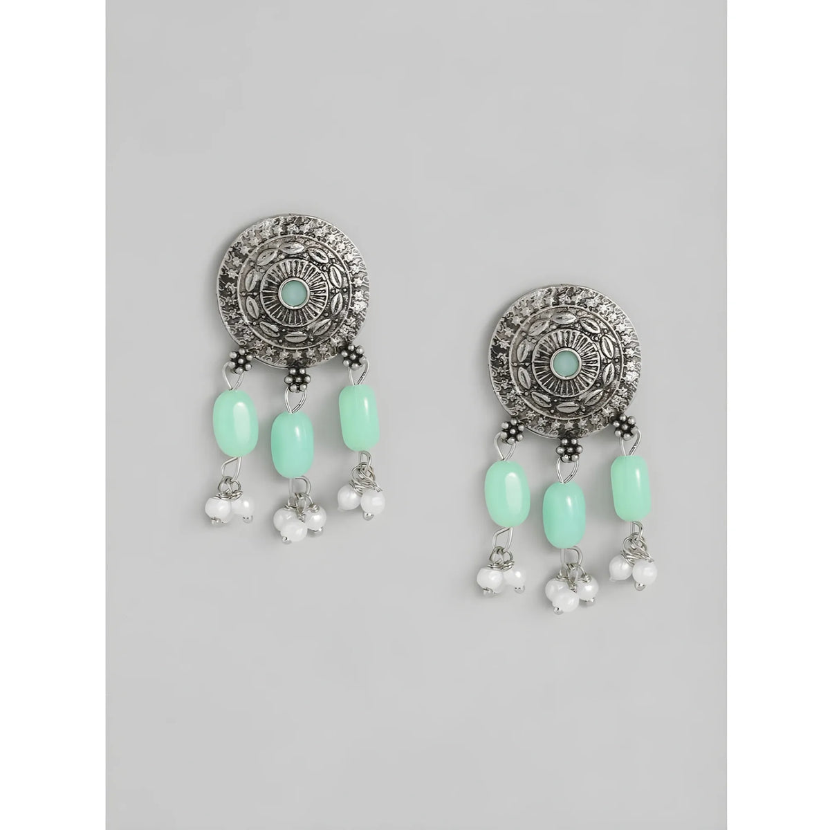 Women's Rose Gold Plated Alloy Necklace &amp; Earings Set (Light Green)
