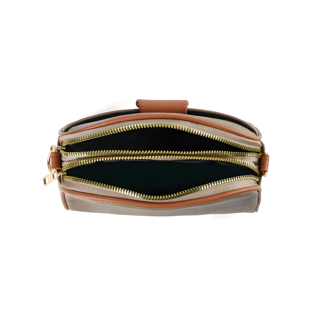 Women's PU Leather Zipper Sling Bag (Khakhi)