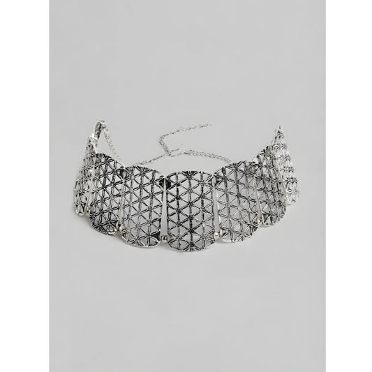 Women's Rose Gold Plated Alloy Choker (Silver)