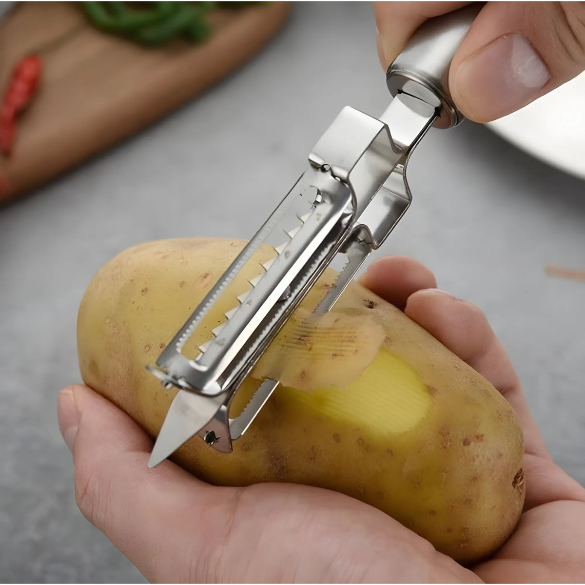 Stainless Steel 3-In-1 Vegetable Peeler (Silver)
