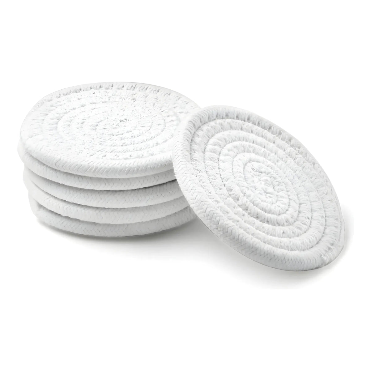 Cotton Rope Drink Coasters 6 Pcs Set (White)