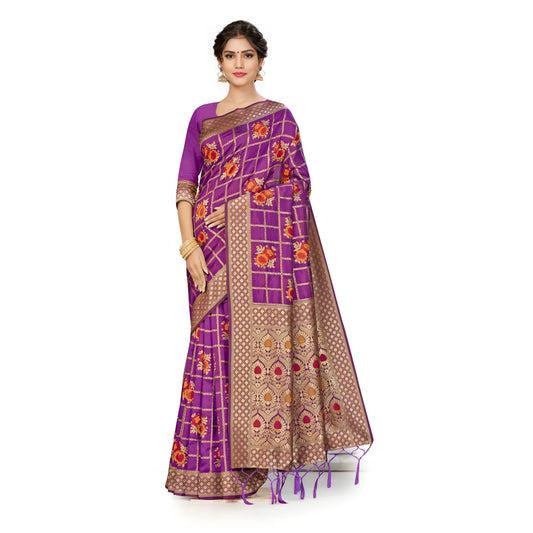 Women's Banarasi Silk Saree (purple, 5 6mtrs) | Women Signature Collection